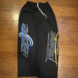 Men'sVETEMENTS Graphic Track Pants Black White Size L